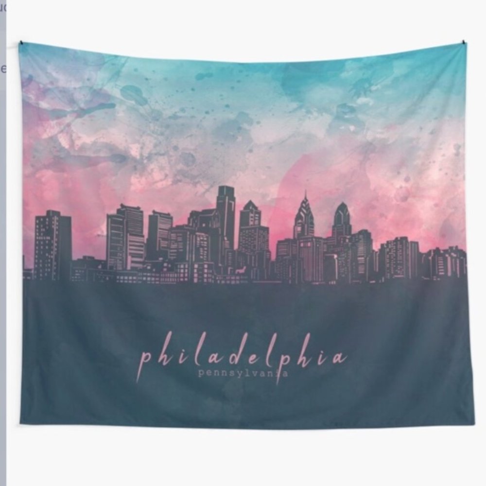 Redbubble Tapestry Philadelphia Skyline